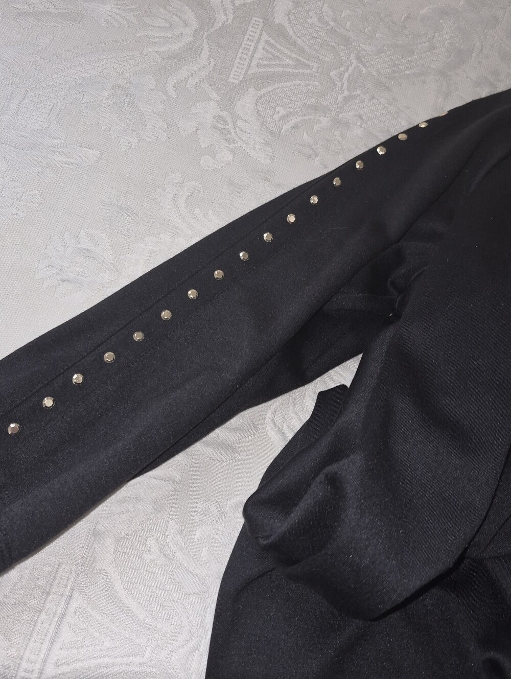 Tiana B. Black Long-Sleeve Shift Dress with Gold Studs